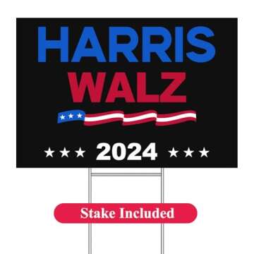 Harris Waltz Yard Sign, Harris Waltz 2024 Vote Lawn Sign with Metal H Stake, Kamala Harris for President Lawn Sign, Kamala Harris Yard Sign, Double Sided Garden Sign for Outdoor Save Democracy Sign