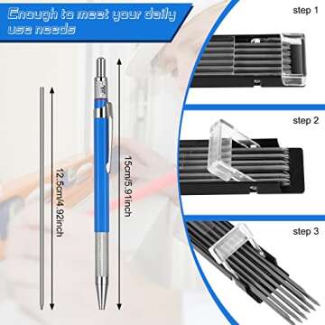 Nezyo 4 Pieces Welder Pencil with 60 Pieces Round Refills Mechanical Pencil Metal Marker Pen for Construction Workers, Metal Work, Welders, Plumbers, Framers (Black, Red, Yellow, Silver)