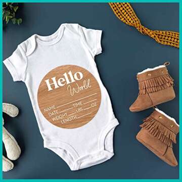 Newborn Hello World Sign - Baby Birth Announcements