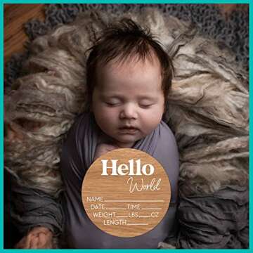 Newborn Hello World Sign - Baby Birth Announcements