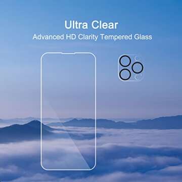 Ailun 3 Pack Screen Protector for iPhone 14 Pro [6.1 inch] + 3 Pack Camera Lens Protector,Sensor Protection,Dynamic Island Compatible,Case Friendly Tempered Glass Film,[9H Hardness] - HD