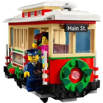 LEGO Holiday Main Street Building Kit, Christmas Village Adult Set for Families, Holiday Display Set with Shops, Streetcar and 6 Minifigures, Christmas Decoration to Build Together, 10308