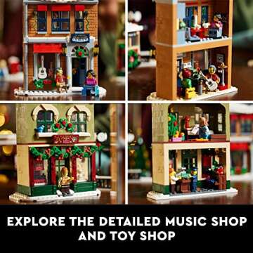 LEGO Holiday Main Street Building Kit, Christmas Village Adult Set for Families, Holiday Display Set with Shops, Streetcar and 6 Minifigures, Christmas Decoration to Build Together, 10308