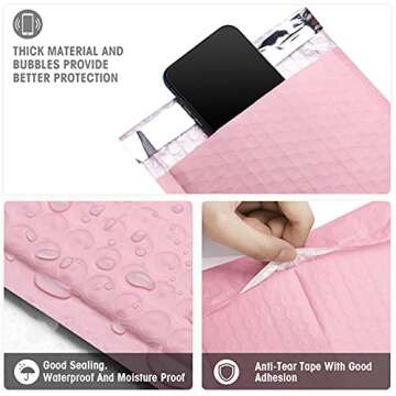 Metronic Bubble Mailers 6x10 50Pack, Light Pink Bubble Mailer, Self-Seal Waterproof Padded Envelopes, Shipping Bags for Packaging, Mailing Supplies for Small Business, Bubble Mailers Usable Size 6x9