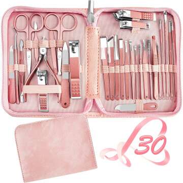 Manicure Set 30 in 1 Nail Clipper set, REDFLOW nail clippers, fingernail & toenail clippers, Manicure Tools, pedicure tools, Suitable for Travel Manicure Kit, Nail Set Kit With Everything Profe