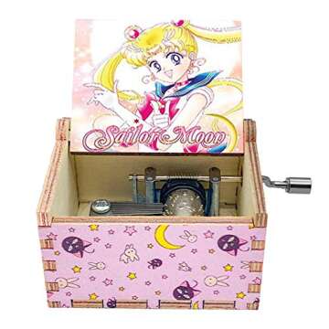 JYPLKCMT Sailor Moon Gifts for Anime Fans | Sailor Moon Anime Wooden Hand Crank Music Box | Gifts for Sister/Daughter/Kids | Gifts for Mother’s Day Birthday Christmas