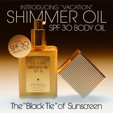 "VACATION" Shimmer Oil SPF 30 by Vacation, Shimmering Body Sunscreen, Water-Resistant, Enhances All Skin Tones, Dermatologist-Tested, Vegan, Travel Size, 2.9 Fl. Oz.