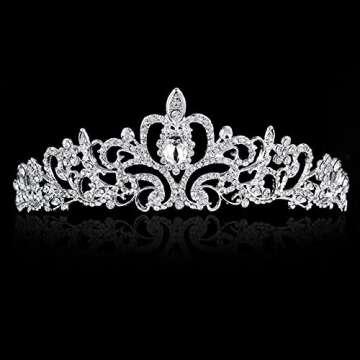 Princess Crown for Women, Crystal Queen Tiaras for Girls Bridal Hair Accessories Gifts for Birthday Wedding Prom, Bridal Party, Pageant, Halloween Christmas Costume - Silver