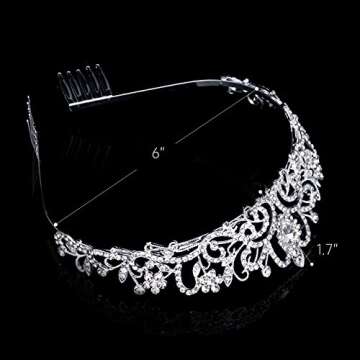 Princess Crown for Women, Crystal Queen Tiaras for Girls Bridal Hair Accessories Gifts for Birthday Wedding Prom, Bridal Party, Pageant, Halloween Christmas Costume - Silver