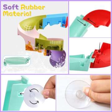 Fajiabao Toddler Bath Toys for Kids Ages 1-3 2-4 Mold Free Bathtub Toys DIY Slippery Slide Track Fun Baby Shower Toys Birthday Gift for Boys Girls Bath Time 1 2 3 4 5 6