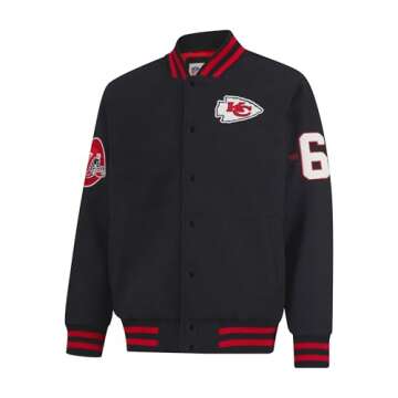 Ultra Game NFL Men's Classic Varsity Coaches Jacket, Kansas City Chiefs, Team Color Updated, Large