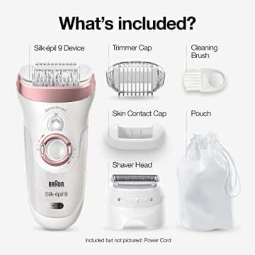 Braun Epilator Silk-épil 9 9-720, Hair Removal Device, Epilator for Women, Wet/Dry, Waterproof, 3-in-1 Epilate, Shave, or Trim, Salon-Like Smooth Skin, Womens Shaver & Trimmer, Cordless, Rechargeable