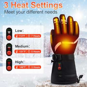 Netraty Heated Gloves for Men Women, Rechargeable Electric Motorcycle Gloves, Waterproof and Windproof Winter Warm Gloves, Touchscreen Hand Warmers for Outdoor Cycling Skiing Hiking Camping-L