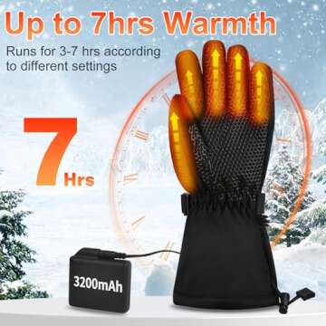 Netraty Heated Gloves for Men Women, Rechargeable Electric Motorcycle Gloves, Waterproof and Windproof Winter Warm Gloves, Touchscreen Hand Warmers for Outdoor Cycling Skiing Hiking Camping-L