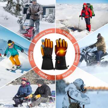 Netraty Heated Gloves for Men Women, Rechargeable Electric Motorcycle Gloves, Waterproof and Windproof Winter Warm Gloves, Touchscreen Hand Warmers for Outdoor Cycling Skiing Hiking Camping-L