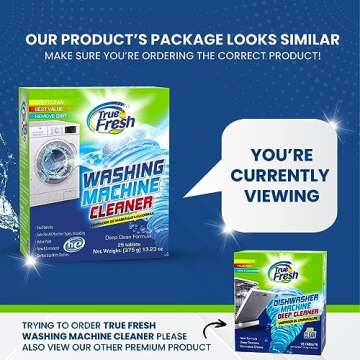 True Fresh Washing Machine Cleaner Tablets, 25 Solid Deep Cleaning Tablet, Finally Clean All Washers Machines Including HE Front Loader Top Load