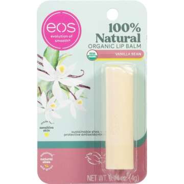 eos 100% Natural & Organic Lip Balm Stick- Vanilla Bean | Dermatologist Recommended for Sensitive Skin | All-Day Moisture Lip Care Products | 0.14 oz (Pack of 2)