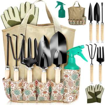 Scuddles Gardening Tools Gardening Gifts for Women 8 Piece Garden Tools Gardening Gifts for for Women Gardening Kit Includes Garden Shovel Hand Shovel and All Other Gardening Hand Tools Top