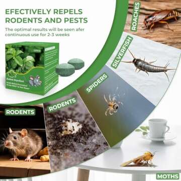 Mouse Rodent Repellent - 12 Pack Peppermint Oil Moth Balls to Repel Rats Deterrent for Car Engines Indoor Outdoor, Safe for Humans & Pets, Rat Control for Roaches, Mole, Ant