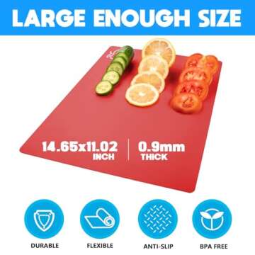 Goodluck 4 Pieces Flexible Cutting Boards, BPA Free Plastic Cutting Boards for Kitchen, Non Slip Cutting Mat for Meat and Vegetables