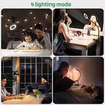 GLORIOUS-LITE LED Clip on Light, 36 LED Reading Light, 4 Modes Book Light, 360° Rotation Gooseneck Reading Lamp, Eye-Caring Clip on Lamp for Bed, Desk,Computer, Headboard, Dorm Room(Black)