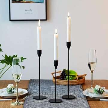 Black Candlestick Holders Set of 5, Black Candle Holder Taper Candle Holders, Metal Candle Stick Holder for Wedding Centerpiece Party Events Anniversary Dinning Table Bridal Showers Home Mantel Decor