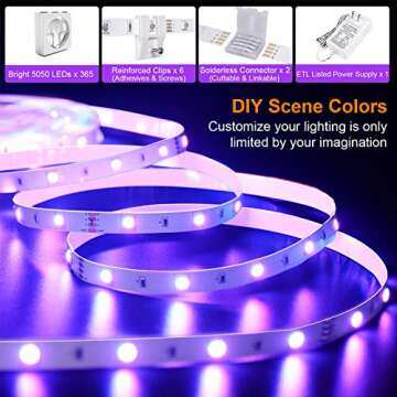 ViLSOM 40FT Led Strip Lights, Smart APP and Remote Control Music Sync Led Lights for Bedroom, Room, Ceiling, Party, Home Decoration with SMD 5050LED 16 Million Colors RGB Light Strip Bias Lighting