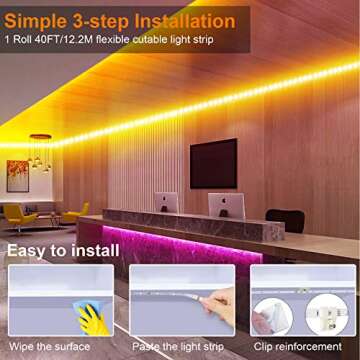 ViLSOM 40FT Led Strip Lights, Smart APP and Remote Control Music Sync Led Lights for Bedroom, Room, Ceiling, Party, Home Decoration with SMD 5050LED 16 Million Colors RGB Light Strip Bias Lighting