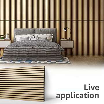 Art3d 2 Wood Slat Acoustic Panels for Wall and Ceiling - 3D Fluted Sound Absorbing Panel with Wood Finish - Oak