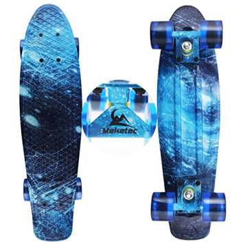 Skateboards Complete Mini Cruiser Retro Skateboard for Kids Boys Youths Beginners 22 Inch(The Starry Sky)