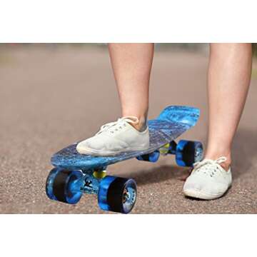 Skateboards Complete Mini Cruiser Retro Skateboard for Kids Boys Youths Beginners 22 Inch(The Starry Sky)