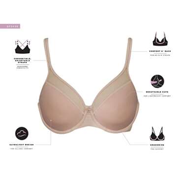 Bali Ultra Light Illusion Underwire Bra, 38D