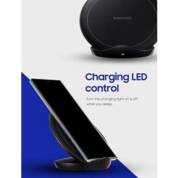 Samsung Qi Certified Fast Charge Wireless Charger Stand (2019 Edition) with Cooling Fan for Select Galaxy and Apple Iphone Devices - US Version