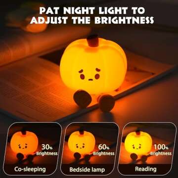 Dylviw Pumpkin Night Light, Cute LED Lamp, Silicone Dimmable Nursery Nightlight for Kids, Silicone Rechargeable Bedside Touch Lamp, Funny Office Desk and Halloween Decor for Woman and Kids