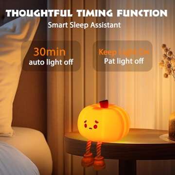 Dylviw Pumpkin Night Light, Cute LED Lamp, Silicone Dimmable Nursery Nightlight for Kids, Silicone Rechargeable Bedside Touch Lamp, Funny Office Desk and Halloween Decor for Woman and Kids