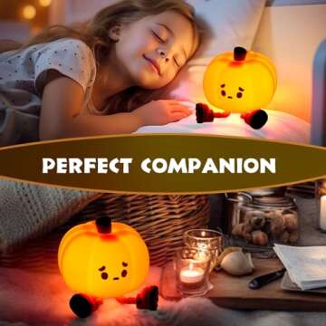 Dylviw Pumpkin Night Light, Cute LED Lamp, Silicone Dimmable Nursery Nightlight for Kids, Silicone Rechargeable Bedside Touch Lamp, Funny Office Desk and Halloween Decor for Woman and Kids