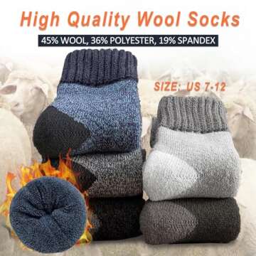 VoJoPi Wool Socks Mens Thick 5 Pairs Thermal Warm Winter Socks for Men Super Soft Cozy Boot Socks for Cold Weather