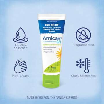 Boiron Arnicare Gel for Soothing Relief of Joint Pain, Muscle Pain, Muscle Soreness, and Swelling from Bruises or Injury - Non-greasy and Fragrance-Free - 2.6 oz