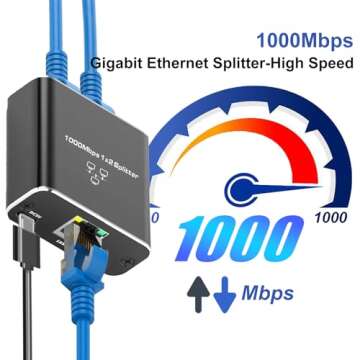 Pushua Gigabit Ethernet Splitter for 2 Devices