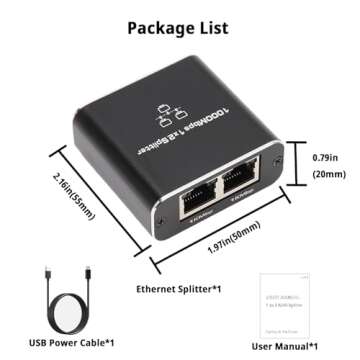 Pushua Gigabit Ethernet Splitter for 2 Devices