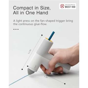 HOTO Cordless Hot Glue Gun, Minimalist Style, 30S Heating Fast, Smart-Power-off, Compact Size, USB-C Rechargeable, Intelligent Temperature Control, 10 Glue Sticks for Crafts, DIY Arts, Home Repairs