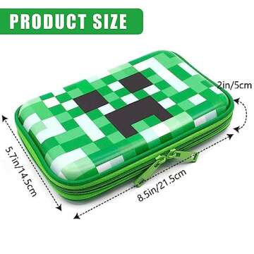 SOOCUTE Green Pencil Case Boys Cute School Supply Organizer Cool Pen Box Holder Bag with Zipper for Kids