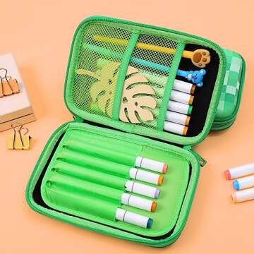 SOOCUTE Green Pencil Case Boys Cute School Supply Organizer Cool Pen Box Holder Bag with Zipper for Kids