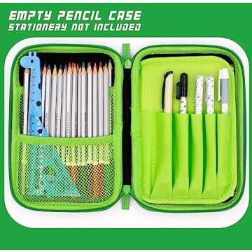 SOOCUTE Green Pencil Case Boys Cute School Supply Organizer Cool Pen Box Holder Bag with Zipper for Kids