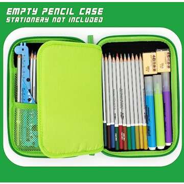 SOOCUTE Green Pencil Case Boys Cute School Supply Organizer Cool Pen Box Holder Bag with Zipper for Kids