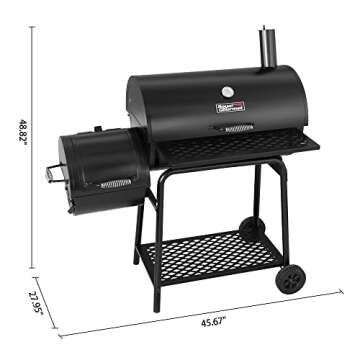 Royal Gourmet CC1830FG Charcoal Grill with High Heat-Resistant BBQ Grill Gloves, 811 Square Inches Barrel Smoker, Outdoor Backyard BBQ Cooking, Black