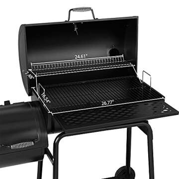 Royal Gourmet CC1830FG Charcoal Grill with High Heat-Resistant BBQ Grill Gloves, 811 Square Inches Barrel Smoker, Outdoor Backyard BBQ Cooking, Black