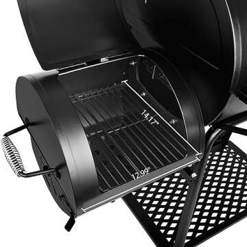 Royal Gourmet CC1830FG Charcoal Grill with High Heat-Resistant BBQ Grill Gloves, 811 Square Inches Barrel Smoker, Outdoor Backyard BBQ Cooking, Black