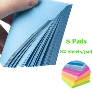 Sticky Notes 3x3 Inches,Bright Colors Self-Stick Pads, Easy to Post for Home, Office, Notebook, 82 Sheets/pad