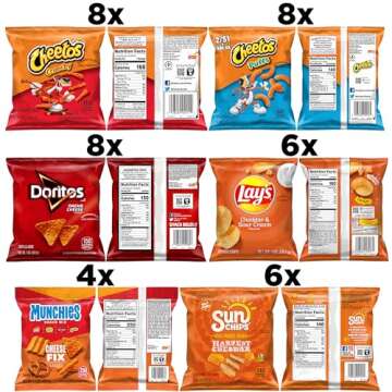 Frito Lay, Cheesy Mix 6 Flavor Variety Pack, Single Serve Bags (40 Pack), Doritos, Cheetos, Lay's, Munchies, SunChips